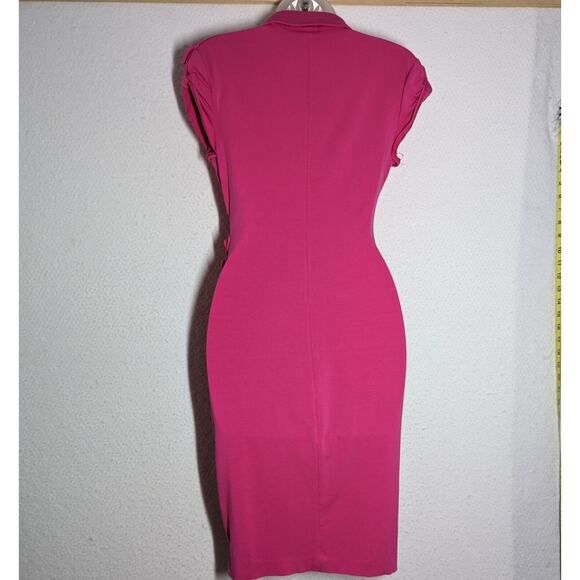 Vtg Cache Bodycon Dress Womens Sz Medium Hot Pink Barbiecore Stretch USA Rare - Picture 4 of 9